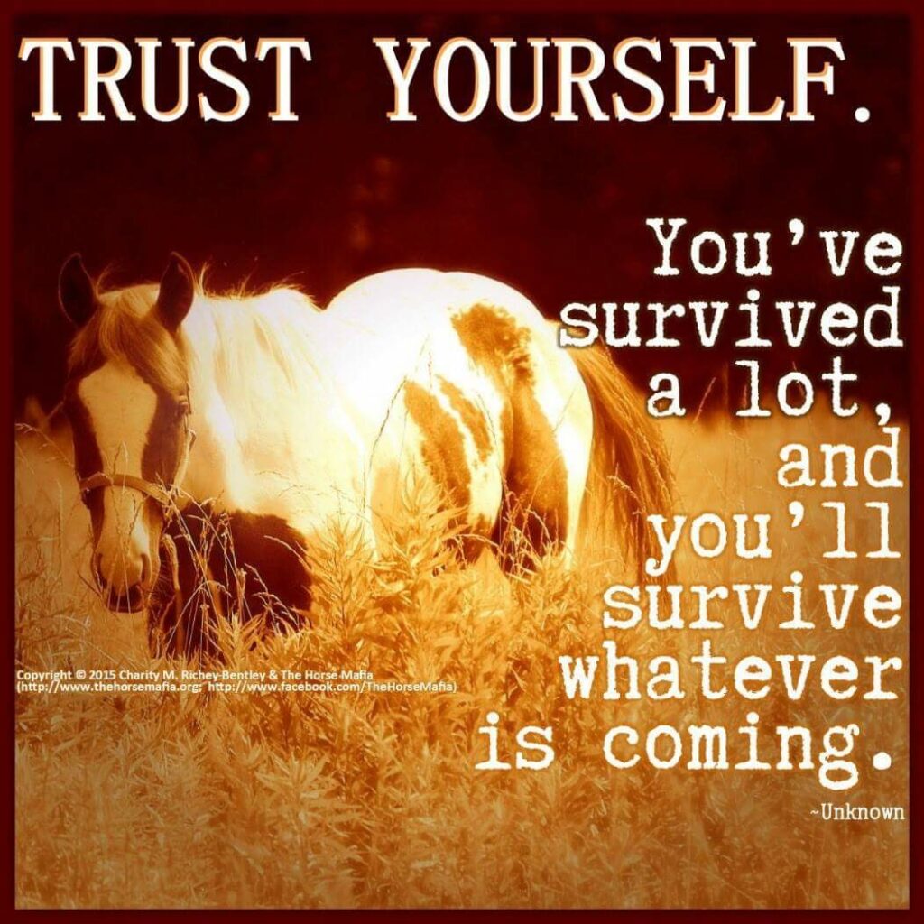 Trust yourself. You've survived a lot, and you'll survive whatever is coming.